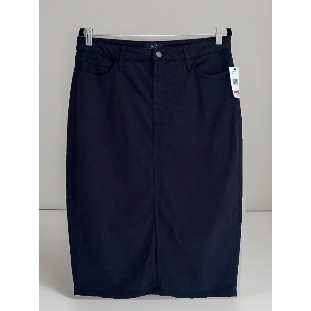 JEN7 by 7 For All Mankind Sculpting Front Split Pencil Skirt Black Midi 12 NEW